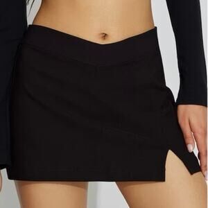 Garage Small That’s Hot Skort Micro Mini V Waist Skirt with Shorts Black Stretch